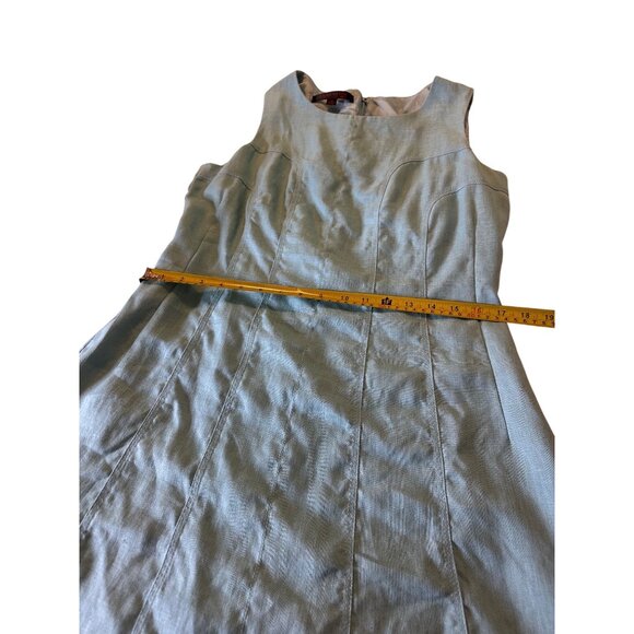 Anne Klein Womens Aqua Blue Sleeveless Linen lined Sheath Dress Size 12  read - Picture 7 of 16
